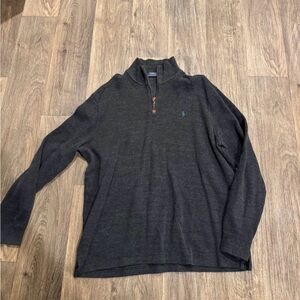 Polo by Ralph Lauren Charcoal Zip-Neck Sweater with Navy Label